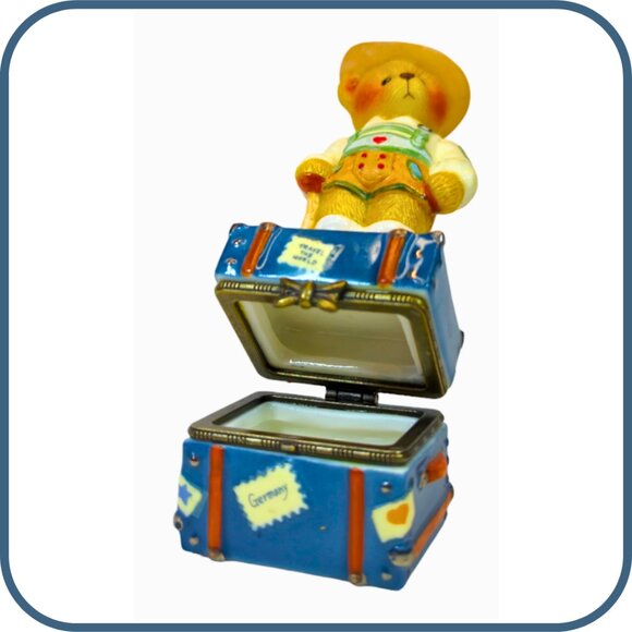 1998 Enesco Cherished Teddies "Germany" Porcelain Trinket Box #441082 P Hillman - Picture 1 of 4